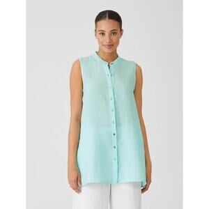 Eileen Fisher Garment-Dyed Organic Handkerchief Linen Sleeveless Shirt